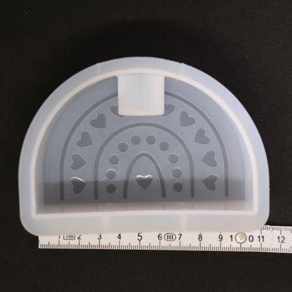 Silikonform Regenbogen mit Herzen Gießform Kerzenhalter für Raysin ca. 10 cm