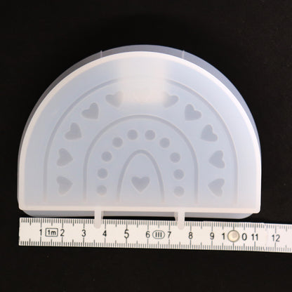 Silikonform Regenbogen mit Herzen Gießform Kerzenhalter für Raysin ca. 10 cm