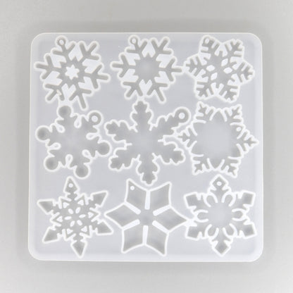 Silikonform mit 12 verschieden Schneeflocken Anhänger 
