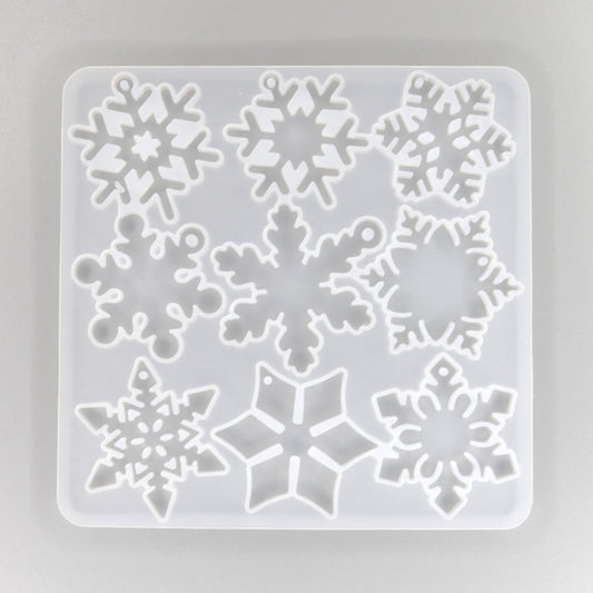 Silikonform mit 12 verschieden Schneeflocken Anhänger 