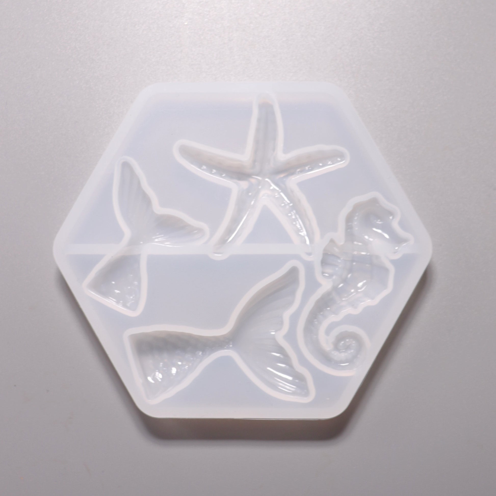 Silikon Gießform Seepferdchen, Seestern, Fischflossen ca. 2 bis 4 cm