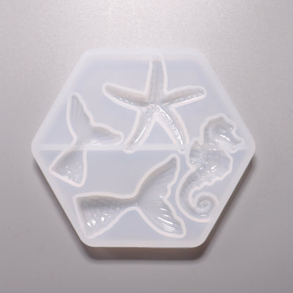 Silikon Gießform Seepferdchen, Seestern, Fischflossen ca. 2 bis 4 cm