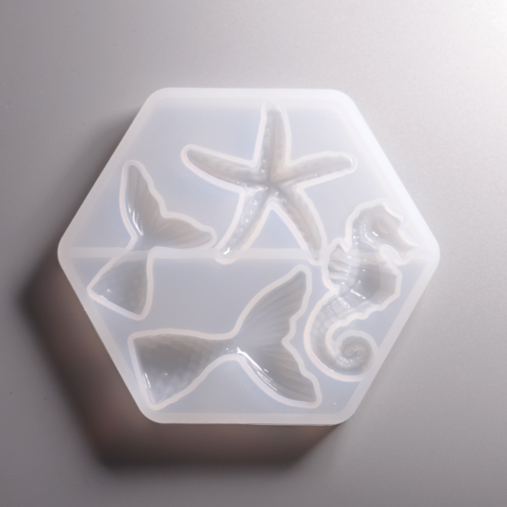 Silikon Gießform Seepferdchen, Seestern, Fischflossen ca. 2 bis 4 cm