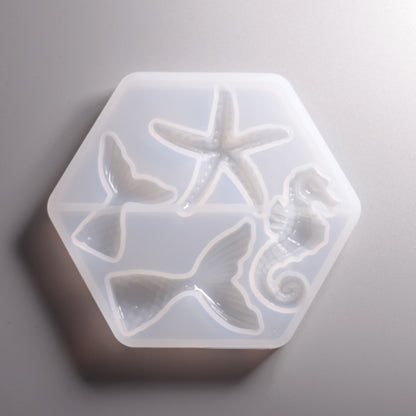 Silikon Gießform Seepferdchen, Seestern, Fischflossen ca. 2 bis 4 cm