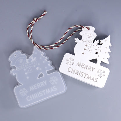 Silikonform Anhänger Merry Christmas Schneemann Gießform ca 8 x 7 cm