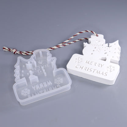 Silikonform Anhänger Merry Christmas Schneemann Gießform ca 8 x 7 cm