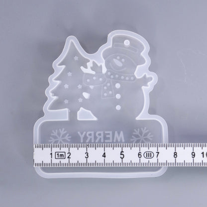 Silikonform Anhänger Merry Christmas Schneemann Gießform ca 8 x 7 cm
