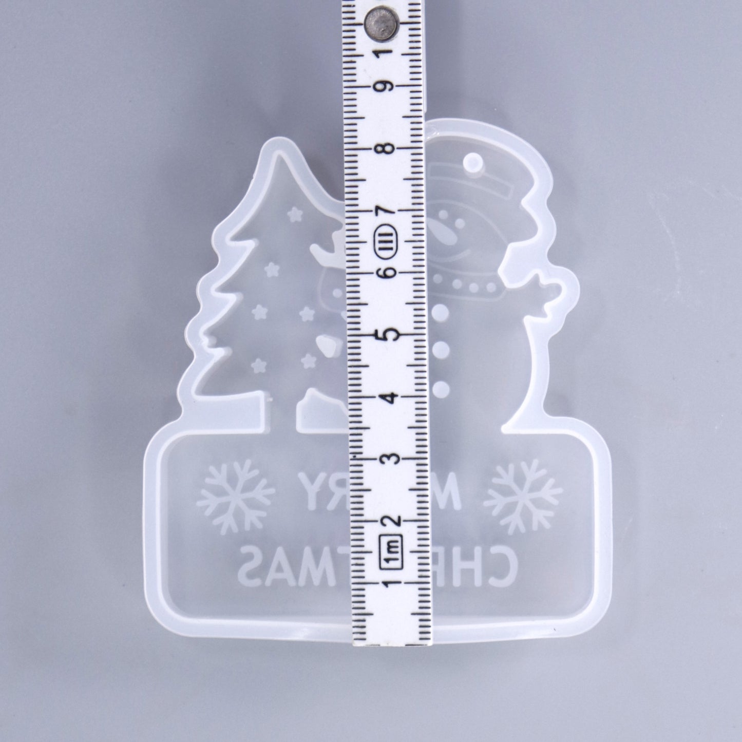 Silikonform Anhänger Merry Christmas Schneemann Gießform ca 8 x 7 cm