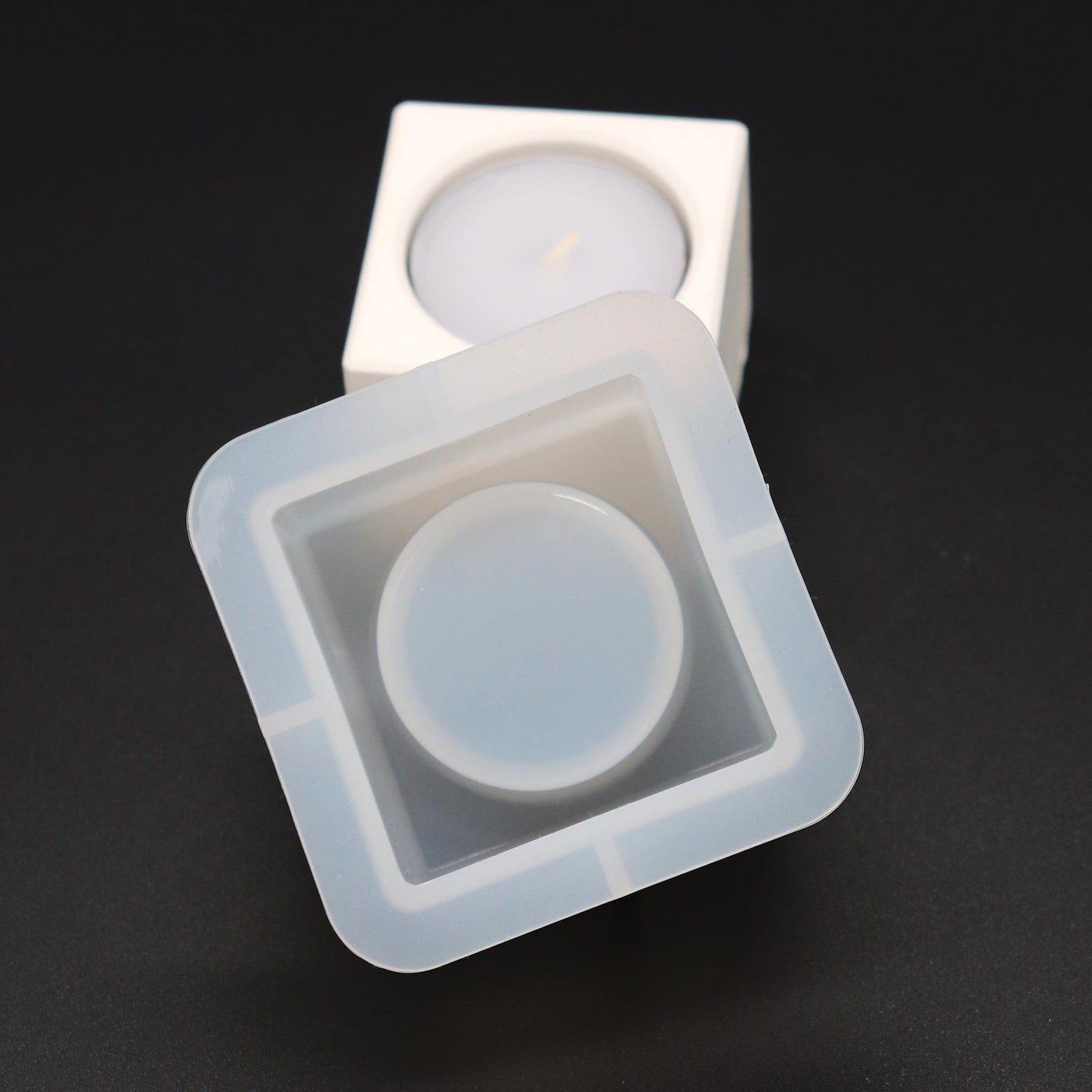 Silikonform Teelichthalter Eckig Gießform für Epoxidharz oder Raysin ca. 4 cm hoch