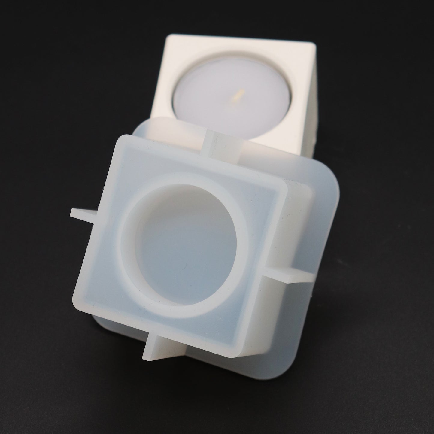 Silikonform Teelichthalter Eckig Gießform für Epoxidharz oder Raysin ca. 4 cm hoch