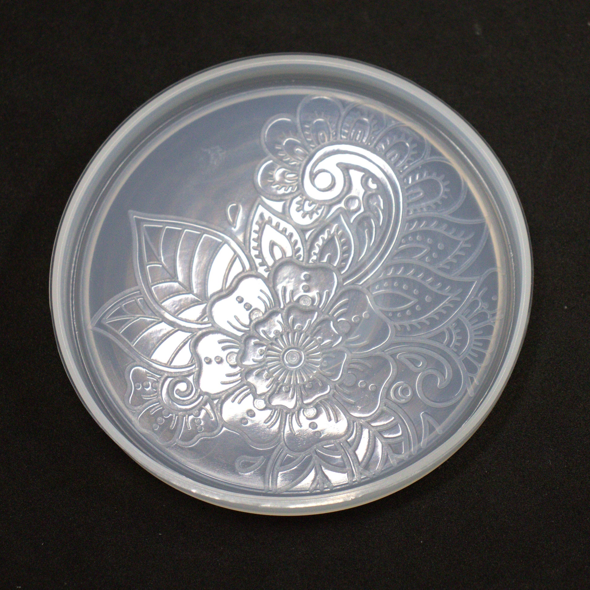 Silikonformen runder Untersetzer mit Blumen Muster ca. 10 cm