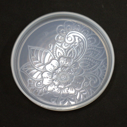 Silikonformen runder Untersetzer mit Blumen Muster ca. 10 cm