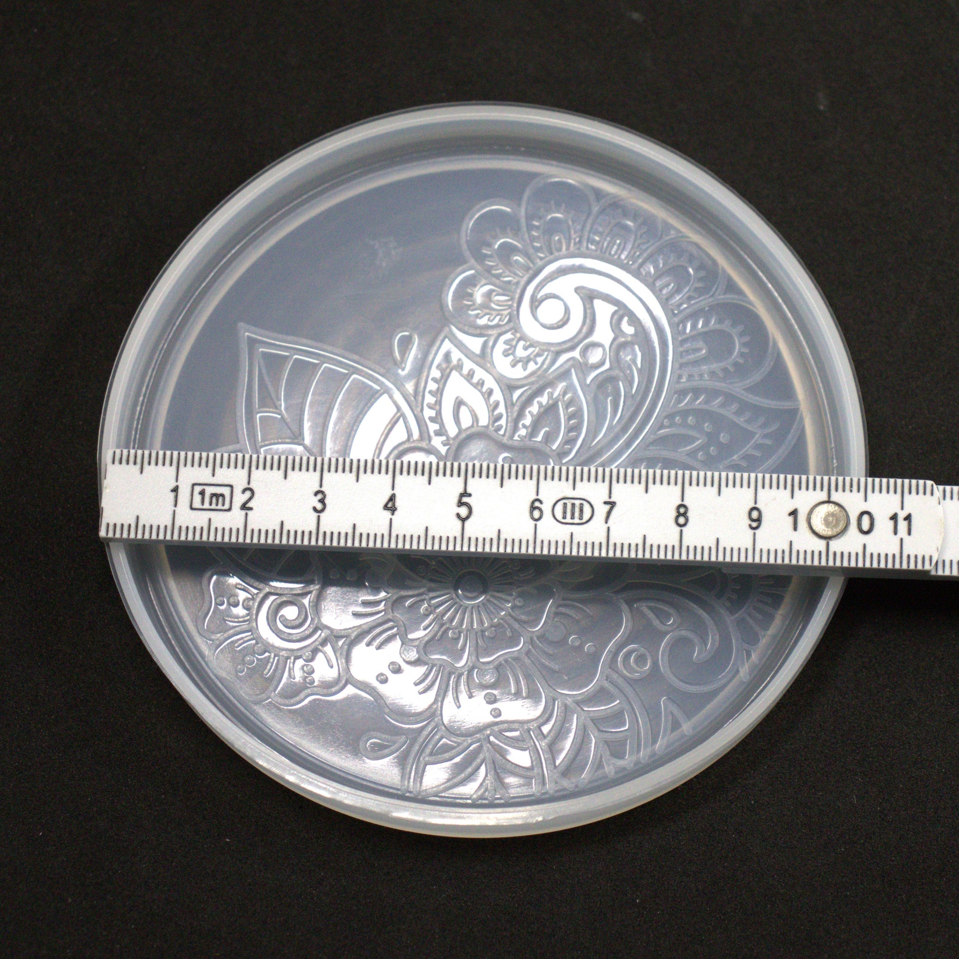 Silikonformen runder Untersetzer mit Blumen Muster ca. 10 cm Gießformen