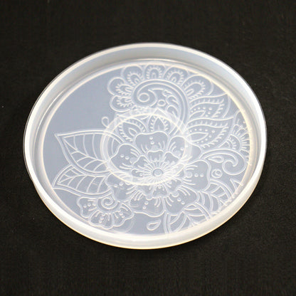 Silikonform Blumen Muster Untersetzer runde Gießform ca. 10 cm