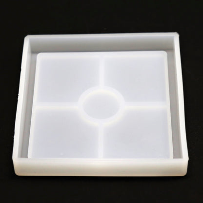 Silikonform quadratischer Untersetzer 10 cm mit Rand Gießform