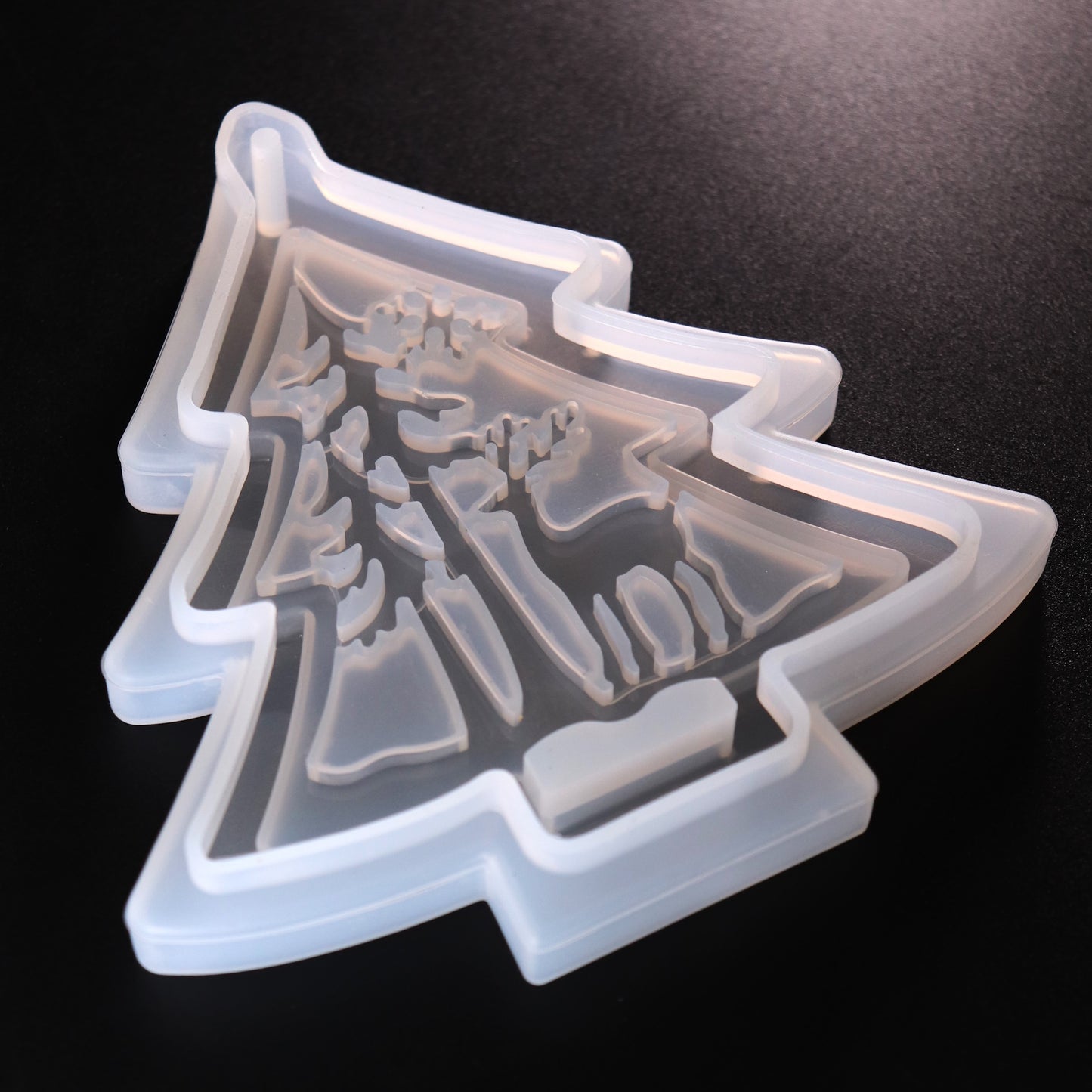 Silikonform Weihnachtsmotiv Tannenbaum Anhänger Gießform für Gießpulver ca. 11cm