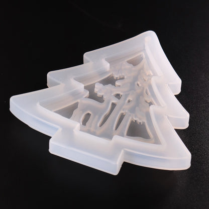 Silikonform Weihnachtsmotiv Tannenbaum Anhänger Gießform für Gießpulver ca. 11cm