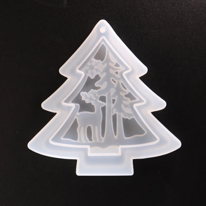 Silikonform Weihnachtsmotiv Tannenbaum Anhänger Gießform für Gießpulver ca. 11cm