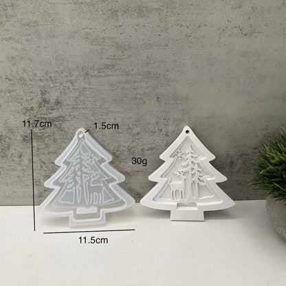Silikonform Weihnachtsmotiv Tannenbaum Anhänger Gießform für Gießpulver ca. 11cm