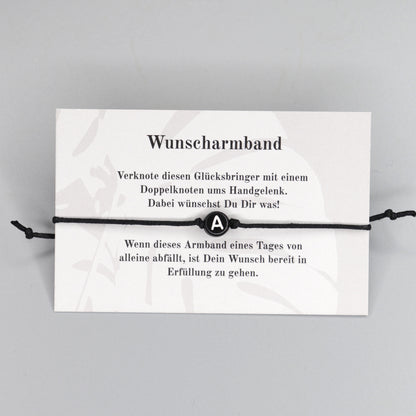 Wunscharmband mit Wunschbuchstabe A aus Acryl. Geschenkideen. Freundschaftsarmbänder. Kleine Geschenke.