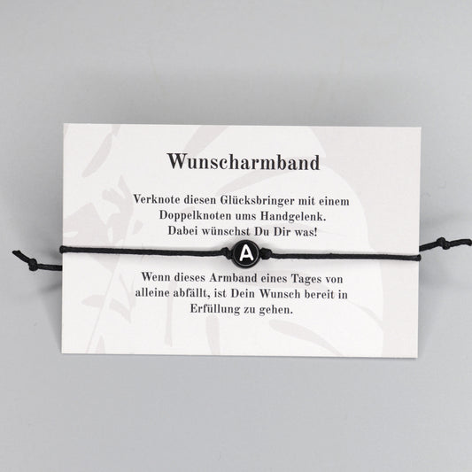 Wunscharmband mit Wunschbuchstabe A aus Acryl. Geschenkideen. Freundschaftsarmbänder. Kleine Geschenke.