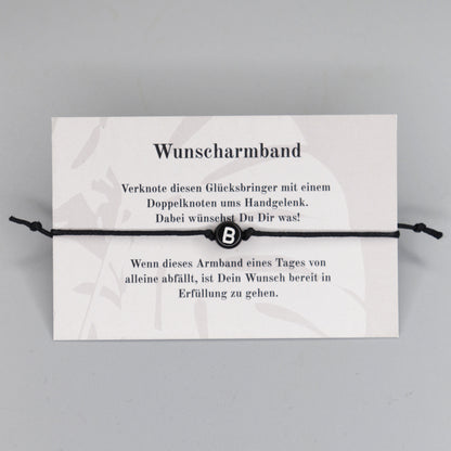 Wunscharmband mit Wunschbuchstabe B aus Acryl. Geschenkideen. Freundschaftsarmbänder. Kleine Geschenke.