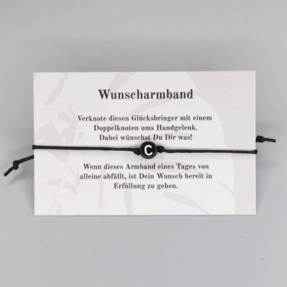 Wunscharmband mit Wunschbuchstabe C aus Acryl. Geschenkideen. Freundschaftsarmbänder. Kleine Geschenke.