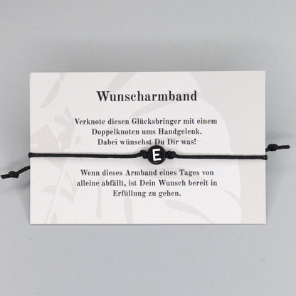Wunscharmband mit Wunschbuchstabe E aus Acryl. Geschenkideen. Freundschaftsarmbänder. Kleine Geschenke.