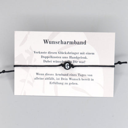Wunscharmband mit Wunschbuchstabe G aus Acryl. Geschenkideen. Freundschaftsarmbänder. Kleine Geschenke.
