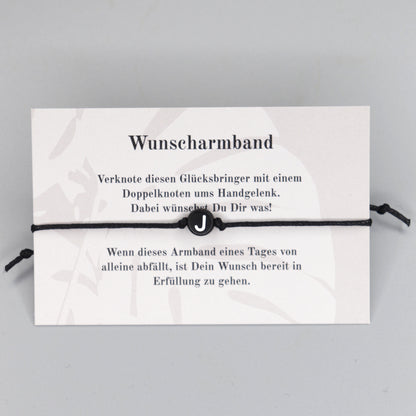 Wunscharmband mit Wunschbuchstabe J aus Acryl. Geschenkideen. Freundschaftsarmbänder. Kleine Geschenke.