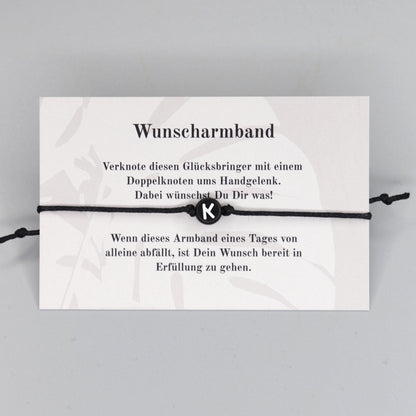 Wunscharmband mit Wunschbuchstabe K aus Acryl. Geschenkideen. Freundschaftsarmbänder. Kleine Geschenke.