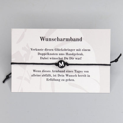 Wunscharmband mit Wunschbuchstabe M aus Acryl. Geschenkideen. Freundschaftsarmbänder. Kleine Geschenke.