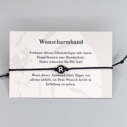 Wunscharmband mit Wunschbuchstabe R aus Acryl. Geschenkideen. Freundschaftsarmbänder. Kleine Geschenke.