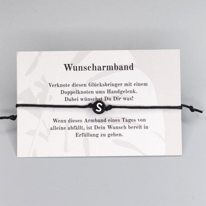 Wunscharmband mit Wunschbuchstabe S aus Acryl. Geschenkideen. Freundschaftsarmbänder. Kleine Geschenke.