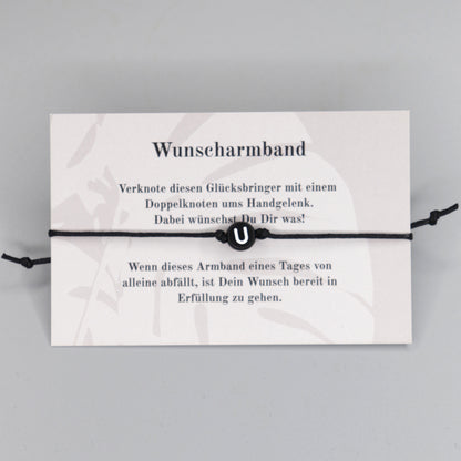 Wunscharmband mit Wunschbuchstabe U aus Acryl. Geschenkideen. Freundschaftsarmbänder. Kleine Geschenke.
