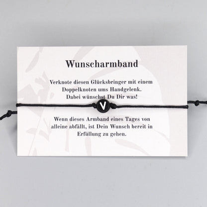 Wunscharmband mit Wunschbuchstabe V aus Acryl. Geschenkideen. Freundschaftsarmbänder. Kleine Geschenke.