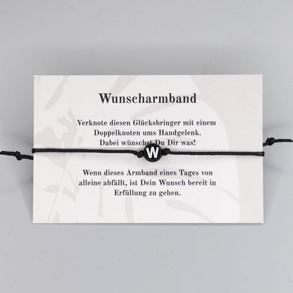 Wunscharmband mit Wunschbuchstabe W aus Acryl. Geschenkideen. Freundschaftsarmbänder. Kleine Geschenke.