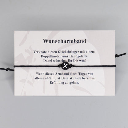 Wunscharmband mit Wunschbuchstabe X aus Acryl. Geschenkideen. Freundschaftsarmbänder. Kleine Geschenke.