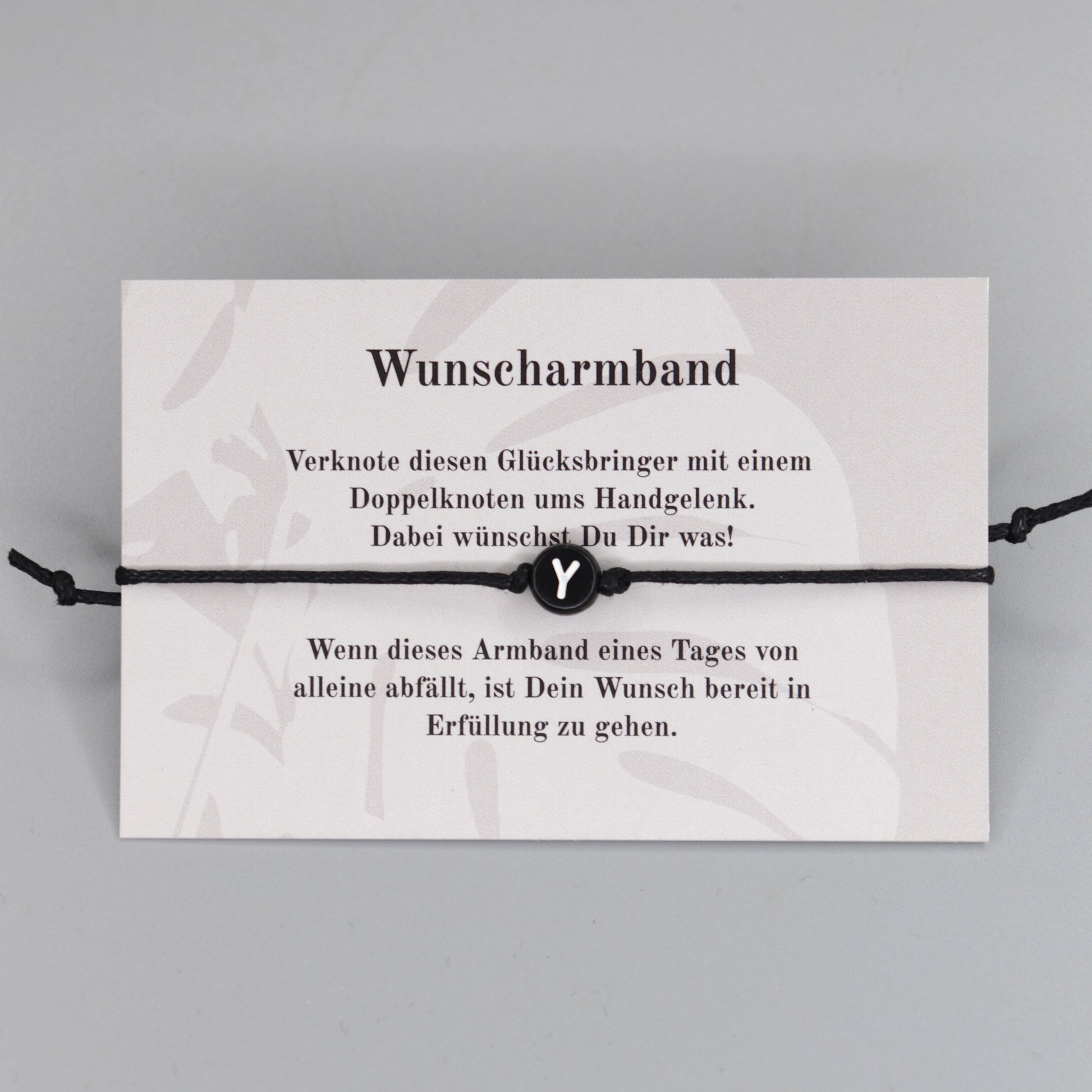 Wunscharmband mit Wunschbuchstabe Y aus Acryl. Geschenkideen. Freundschaftsarmbänder. Kleine Geschenke.