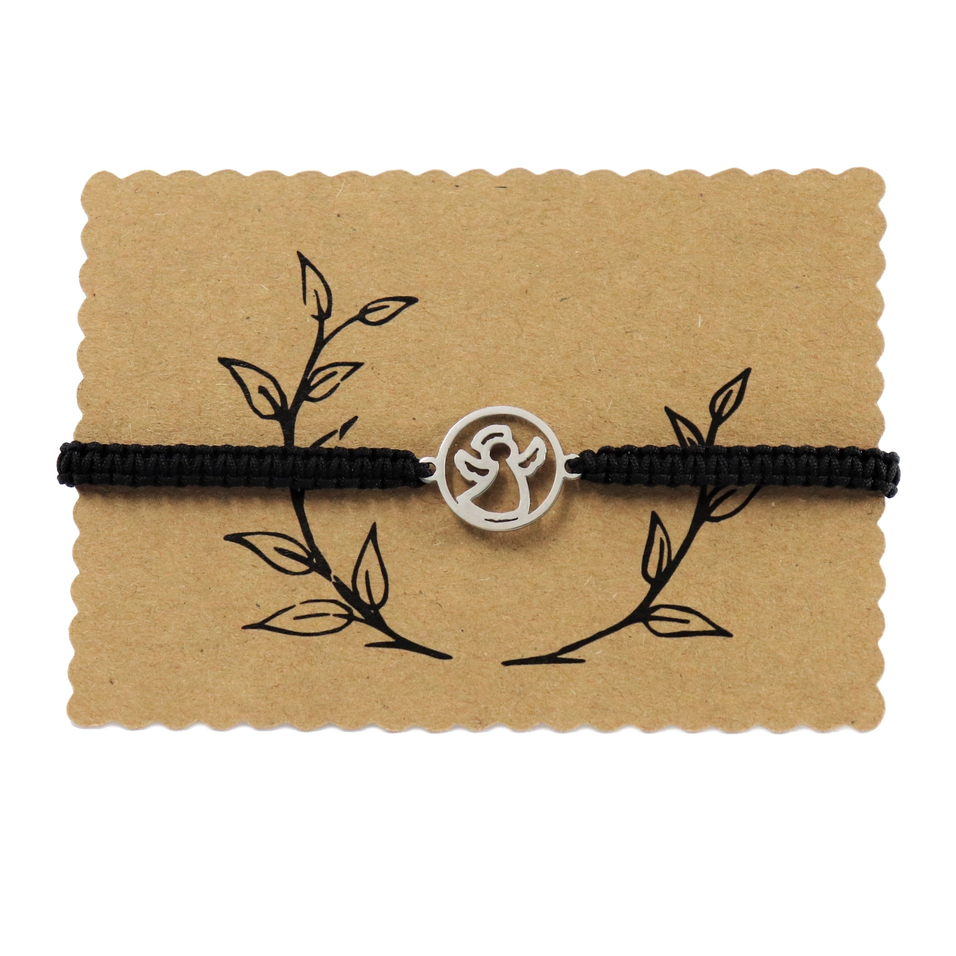 Schutzengel Makramee Armband Schwarz