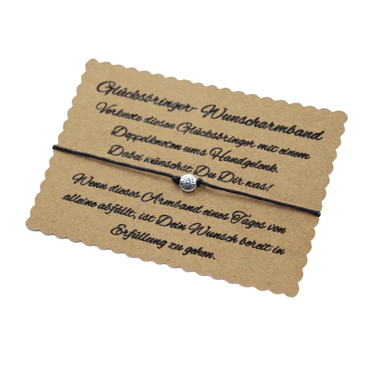 boasicea Wunscharmband Glücksbringer mit Evil Eye Auge - Schwarz