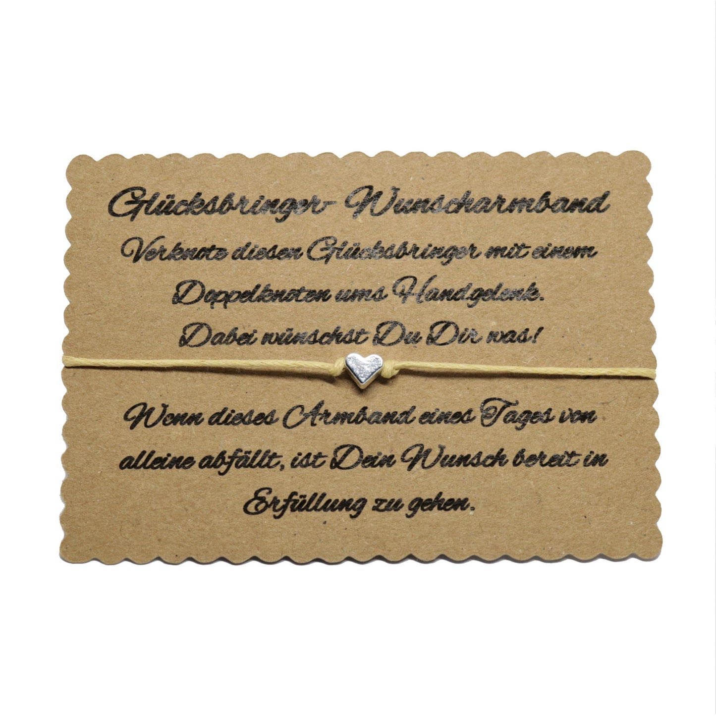 boasicea Wunscharmband Glücksbringer mit Herz - Beige
