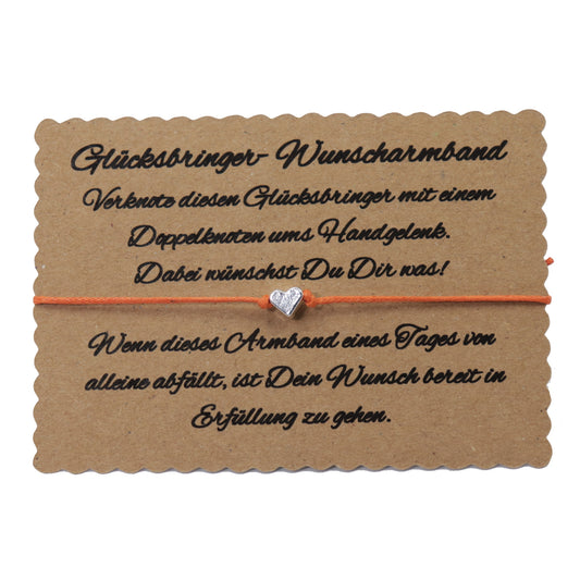 Wunscharmband mit Herz Orange