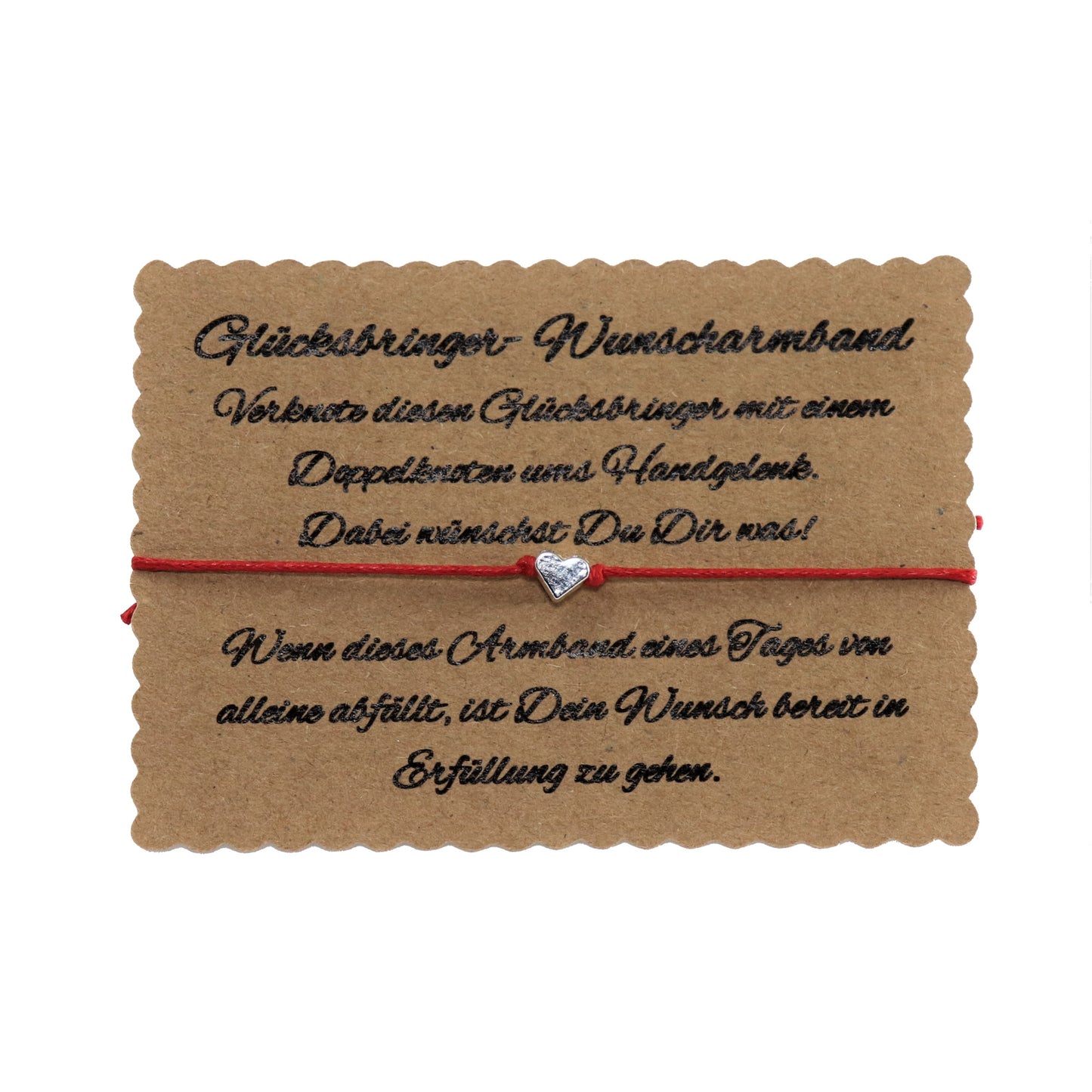 boasicea Wunscharmband Glücksbringer mit Herz - Rot
