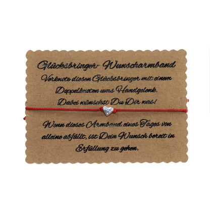 boasicea Wunscharmband Glücksbringer mit Herz - Rot