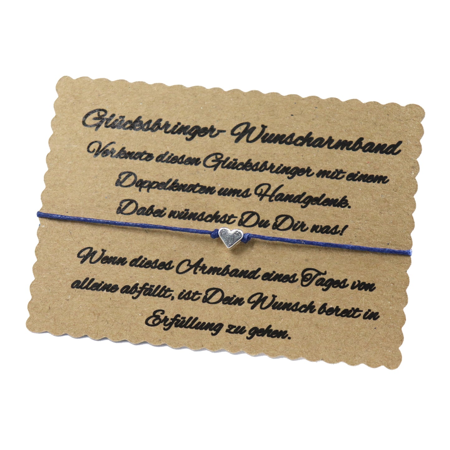 boasicea Wunscharmband Glücksbringer mit Herz - Dunkelblau