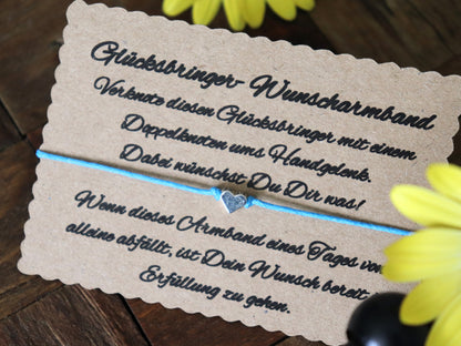 boasicea Wunscharmband Glücksbringer mit Herz - Blau