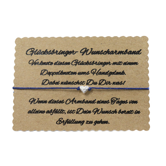 boasicea Wunscharmband Glücksbringer mit Herz - Dunkelblau