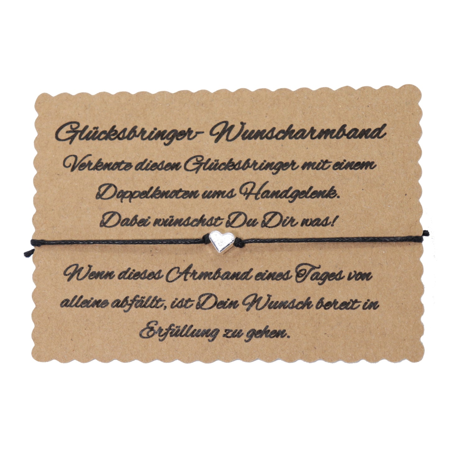 boasicea Wunscharmband Glücksbringer mit Herz - Schwarz