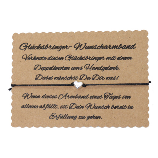 Wunscharmband mit Herz Baumwolle Schwarz Geschenke unter 5 Euro